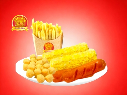 COMBO ĂN VẶT KHOAI TÂY CHIÊN + XÚC XÍCH CÁ VIÊN CHIÊN
